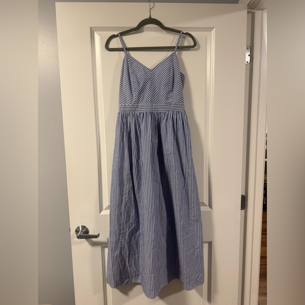 LOFT Blue and White Striped Dress